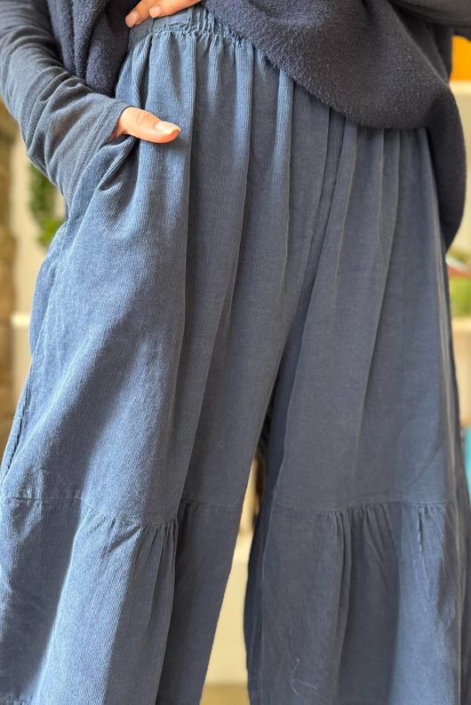 Basso Baby Cord Tiered Cuff Pant Navy